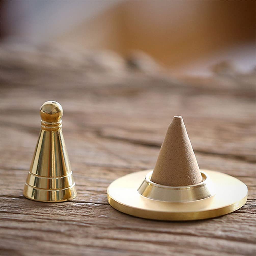 MrMrKura – Set Da 12 Porta Incenso In Ottone – Bruciatori A Cono E Bastoncini – Mini Formato Oro – Per Yoga E Meditazione - 2