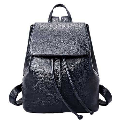 Image of BOYATU Women's Full-Grain Leather Backpack Purse, Minimal Structured Design, Work Commuter & City Travel, Compact Everyday Essentials, Fashion RFID Pocket Bag ((Blue)
