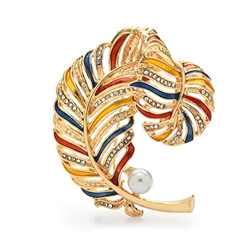 Brooche veste femme plume multicolore en émail perle pour fête et mariage