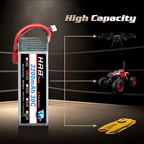 HRB 2PCS 11.1V 2200mAh 3S 30C Lipo Battery with Deans Plug for RC Car Boat Truck Heli Airplane Quadcopter Helicopter Multi-Motor Hobby DIY Parts - Image 4