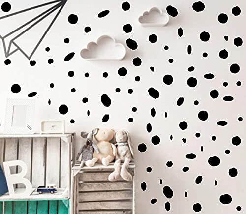 Polka Dots Decals Black Wall Sticker Peel And Stick Vinyl Wall Stickers Irregular Dots Wall Decal Cow Print Sticker Modern Wall Stickers Removable Wall Stickers For Kids Bedroom Living Room Decor #TOP6