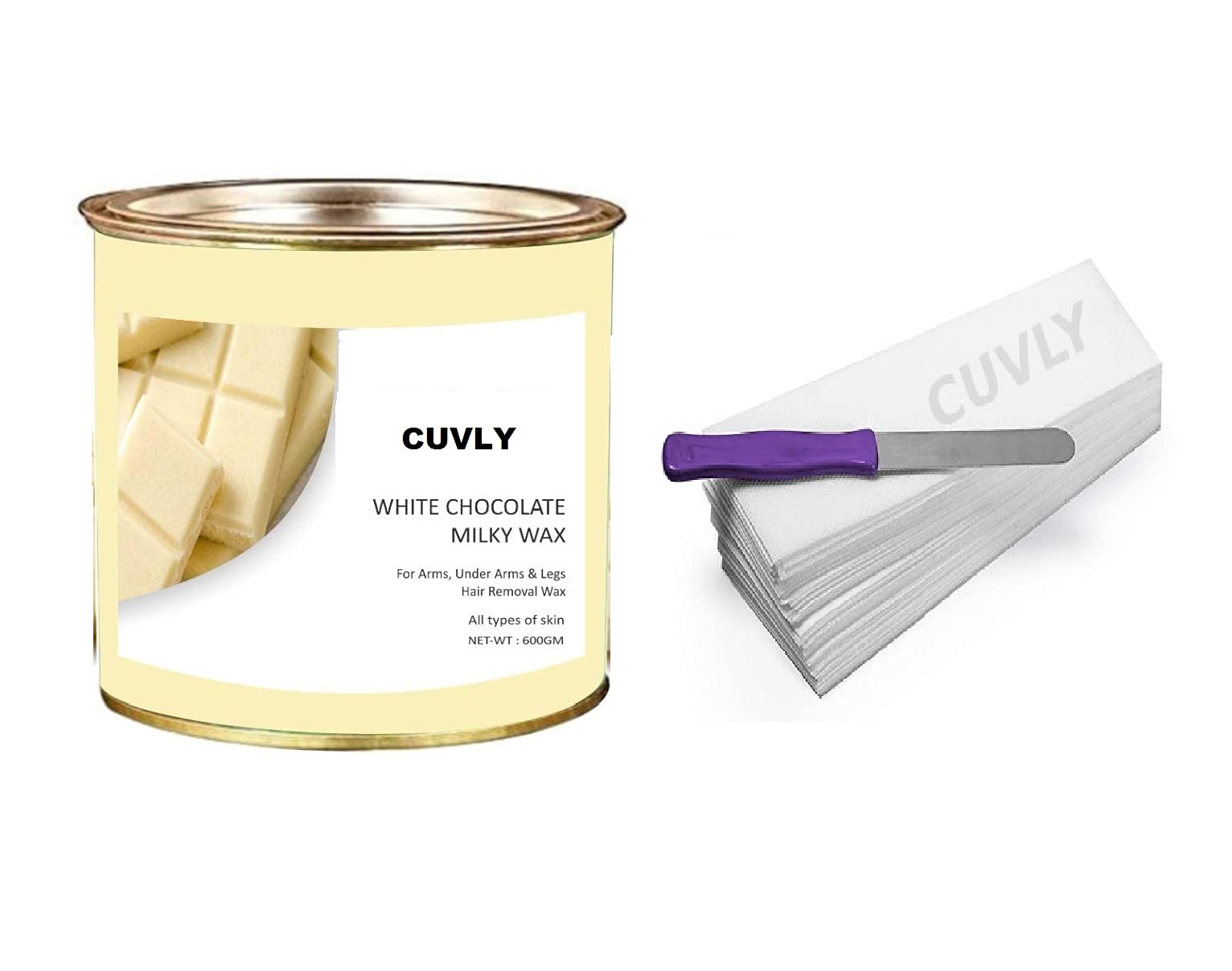 CUVLY Hair Removal Hot Wax Cream (600 gm), Wax Strips And Knife Wax For Women And Men | Underarm wax | Extra Creamy | Face, Bikini, Complete Body Wax Best Hair Removal Wax (600g) (White Chocolate Wax)-image-11