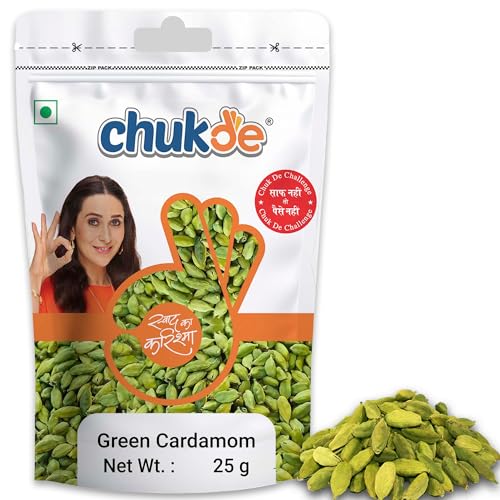 Image of Chukde Hari Elaichi, Green Cardamom Whole Spices, 25g