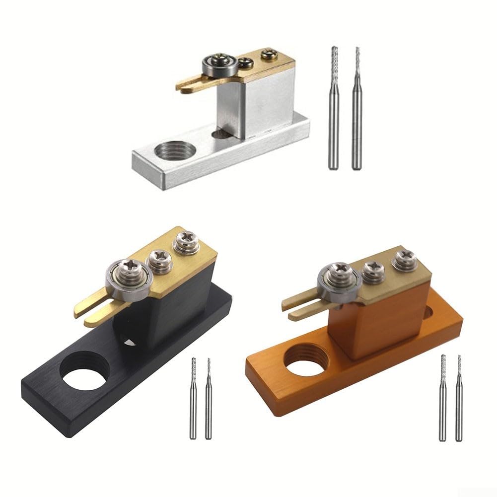 Eawfgtuw Outil de purfling électrique pour luthiers avec 2 fraises de 1 mm et 2 mm, coupe-rainure en aluminium et cuivre pour la fabrication de violon (argent)