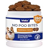 Wellix 260 Bites No Poo Chews for Dogs - Stool Eating Deterrent for Dogs Coprophagia Relief with Probiotics Digestive & Gut Health - Support Breath Freshener & Immune System, Chicken & Pumpkin Flavor