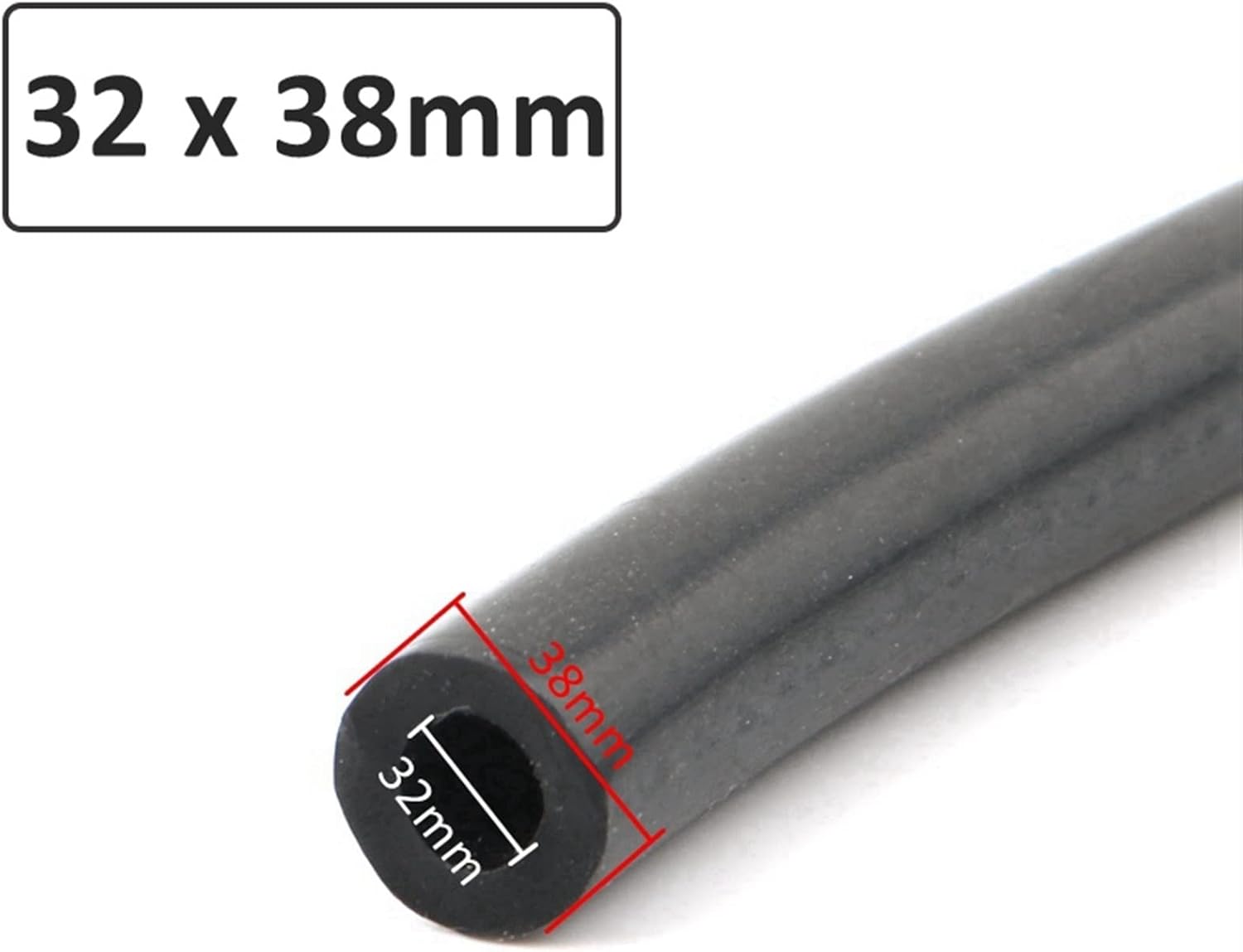 Zkenshan-Pure Silicone Tubing 1M Black Silicone Tube 3~38mm Rubber Hose Flexible Soft Pipe, Good Wall Thickness (Color : 32 x 38mm)