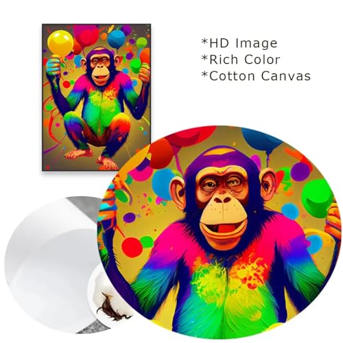 Affiche singe sur toile moderne deco coloree anti-fade sans cadre pour salon - 4