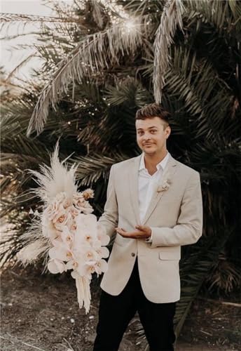 Men's Blazer Causal Linen Jacket Suit Slim Fit Blazer for Men Wedding Prom Jacket4