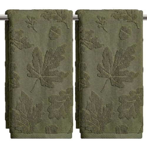 Artoid Mode 2 Pcs Olive Green 3D Pinecone Leaves Jacquard Hand Towels by Artoid Mode - Used condition - US$13.11