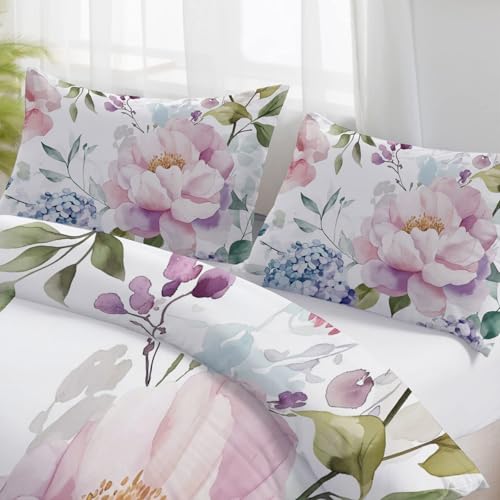 Funda de edredón reversible de peonías para renovar el aspecto de su cama individual 3