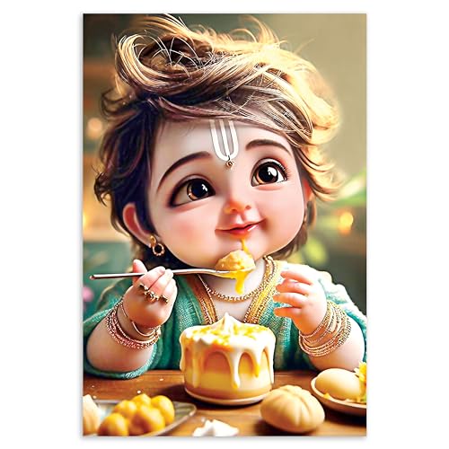 Image of Twinster Bal krishna Posters Photo for Pregnant Women, Baby Poster Self Adhesive (Size 45 cm by 30 cm) Pack of 1 (Design 17)