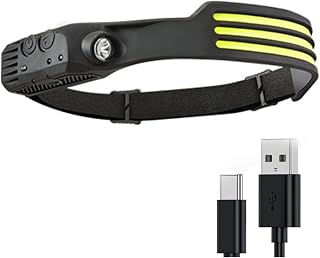 COB LED Head Lamp Flashlight Sensor Headlight USB Rechargeable Headlamp with Built-in Battery Strong Light Head Torch DDJ (Emitting Color : W689-3 White)
