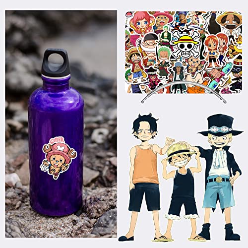 Pounchi Anime Piece Stickers 50Pcs (With Piece Shoe Charm 12Pcs Decoration) Vinyl Stickers Shoe Charms Accessories Decorations Merch Party Favors Birthday Gifts For Teens Boys Girls #TOP5