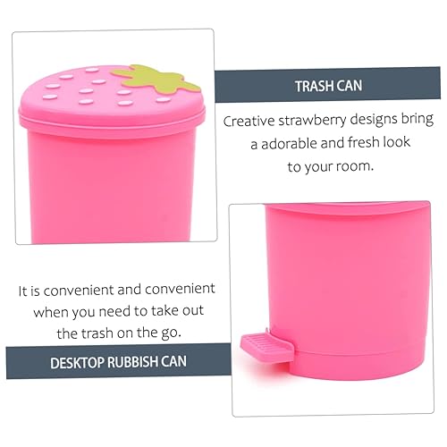 Miniatura 8 de Papelera de escritorio con diseño de fresas para oficina, mini cubos de almacenamiento, cubo de basura de mesa, cubo de basura Kawaii, cubo de
