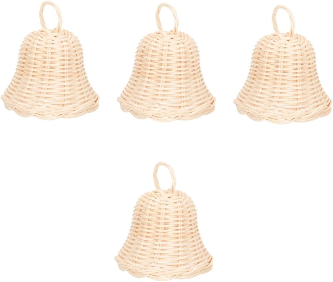 ABOOFAN 4pcs Handmade Bell Shape Pendant Rustic Christmas Home Decoration for Tree Wall and for Boys and Girls and Adults Xmas Ornament for Festive Celebrations