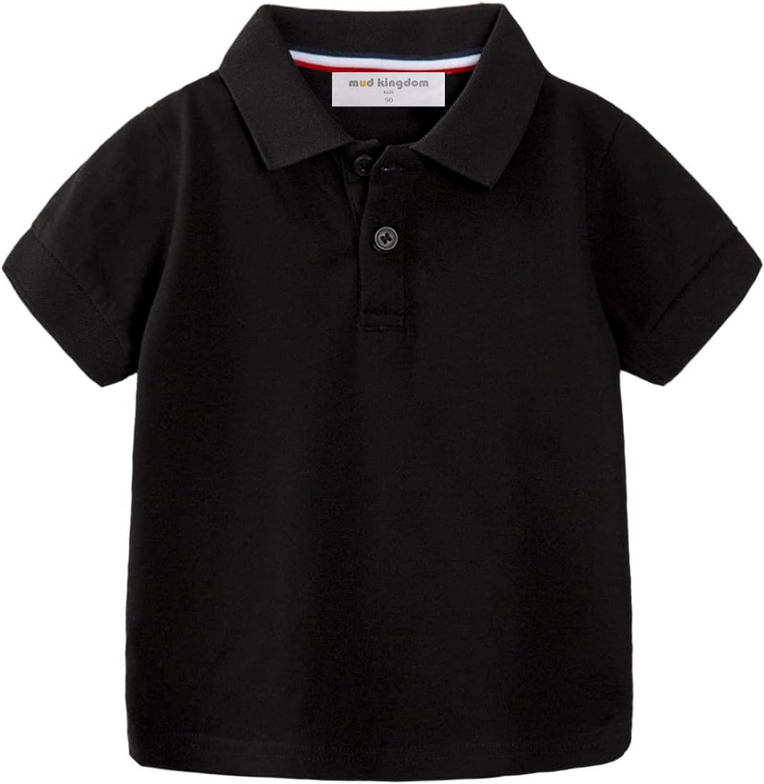 Mud Kingdom Boys Pique Polo Shirts for Toddler Short Sleeve Stripe Plain 1-9 Years