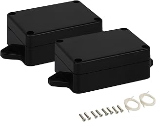 Junction Box Waterproof Dustproof IP65 ABS Plastic Universal Electric Project Enclosure Black with Fixed Ear 3.26"x 2.28"x 1.29"(83 x 58 x 33 mm)(Pack of 2)