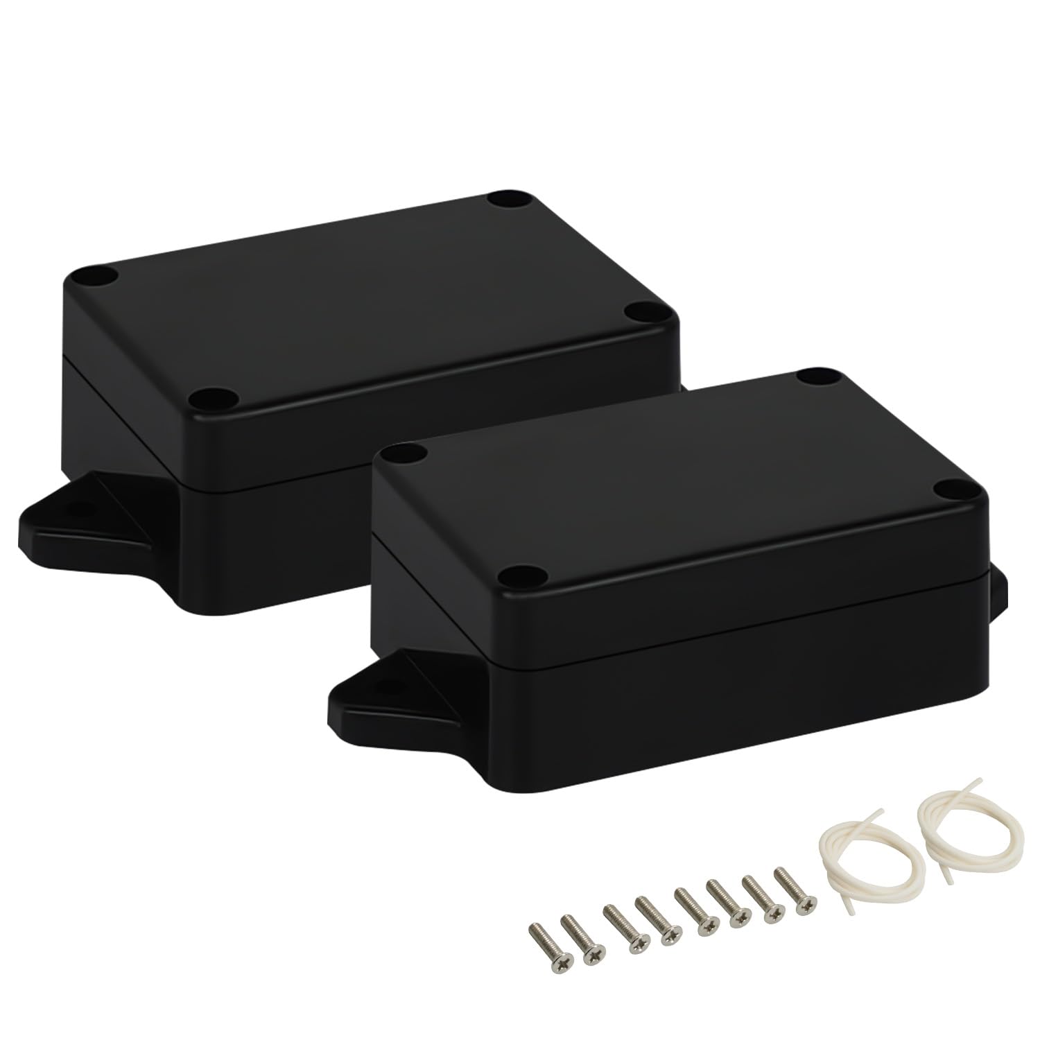 LMioEtool Junction Box Waterproof Dustproof IP65 ABS Plastic Universal Electric Project Enclosure Black with Fixed Ear 3.27"x 2.28"x 1.30"(83 x 58 x 33 mm)(Pack of 2)