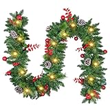 2,7m/9ft Guirlande de Noël: Guirlande Sapin Exterieur avec 30 LED, Boîtier de Batterie d...