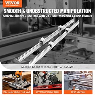 VEVOR Linear Guide Rail Set, SBR16 2000mm, 2 PCS 78.7 in/2000 mm SBR16 Guide Rails and 4 PCS SBR16UU Slide Blocks, Linear Rails and Bearings Kit for Automated Machines DIY Project CNC Router Machines