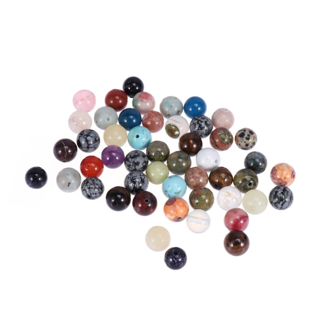 SEWACC 200piezas Abalorios Redondos De Gemas Naturales Bolas De Cuarzo Mixto Para Manualidades y Joyería Diseño Único y Pulido Perfectos Para Collares y Pulseras