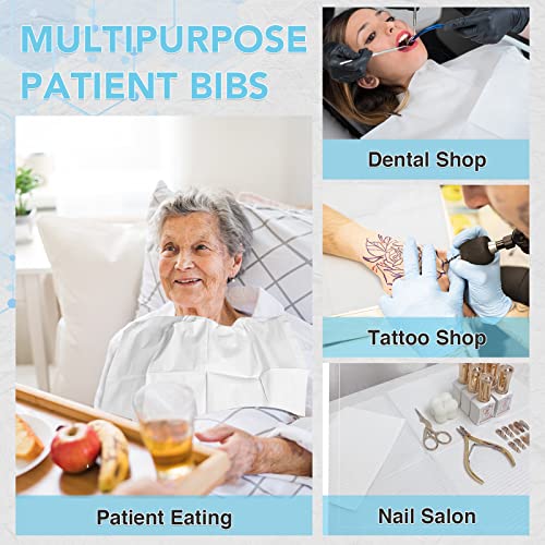 320 Pack Disposable Dental Bibs 13"x18", 3-Ply Waterproof Tattoo Bibs Sheet for Nail Salon, Dental Clinic, Feeding, Tattoo Shop (White) - Imagem 7