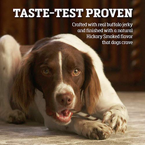 Buffalo Range Rawhide Dog Treats | Healthy, Grass-Fed Buffalo Jerky Raw Hide Chews | Hickory Smoked Flavor | Jerky Twist, 40 Count #TOP1
