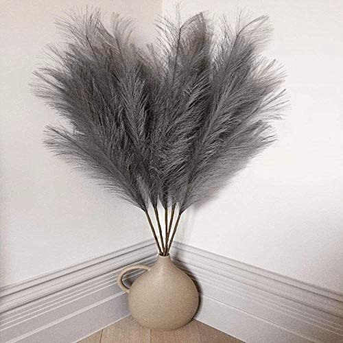 Faux Pampas Grass Altura Artificial Plantas Artificiales, 5PCS Plantas Artificiales Hierba de Pampa Pequeña Seca,Ramos de Pampas,Pampas Grass Decoracion,Grass Secas Para la Decoración Del Hogar (gris) Cover
