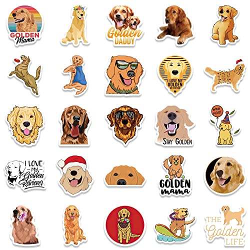 50 pcs Hunde Vinyl Aufkleber Kawaii Golden Retriever Aufkleber Aesthetic Wasserdicht Stickers für Wasserflasche Laptop Skateboard Auto Motorrad Fahrrad Koffer Snowboard Phone DIY Party