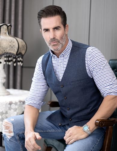 Image of Ceehuteey Mens Suit Vest Waistcoat Tweed Retro V Neck Wool Herringbone for Prom
