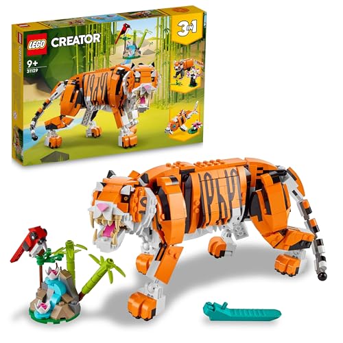 LEGO Creator 3-en-1 Tigre Majestuoso, Panda Rojo o Pez Carpa, Set de Animales de...