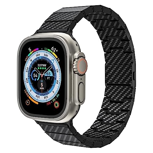 LULULOOK Band for Apple Watch Ultra 49/46/45/44/42mm, 100% Pure Carbon Fiber Band with Dual Magnetic...