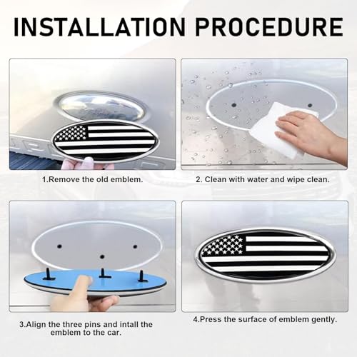 Image of Pack-2 Car Front Grille Badge Decoration, 9 inch x 3.5 inch ABS Base + Metal Rust-Proof American Flag Patriotic Personalized Label, Self-Adhesive Accessory, Compatible with Ford F150 F250 (Silver)