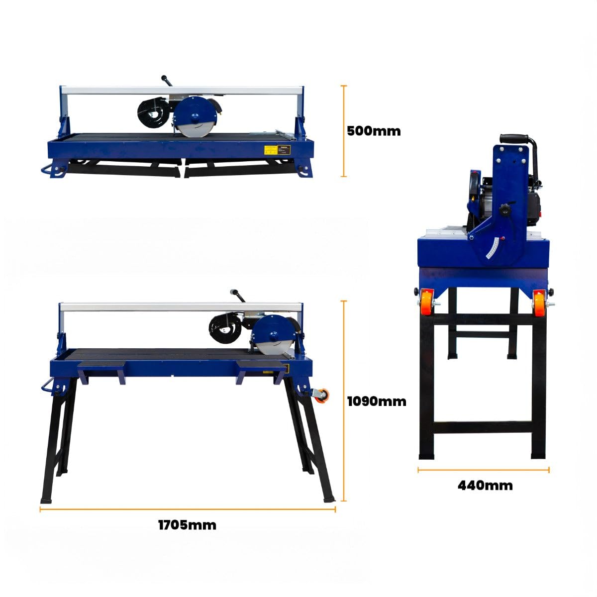 Scie à Carrelage sur Table de Sciage de 1200 mm Coupe Carreaux Électrique Moteur Robuste de 1400 W Angle de Coupe 0 à 45° Portable [2 x Lames de Recharge Diamantées & Guide Laser INCLUS]