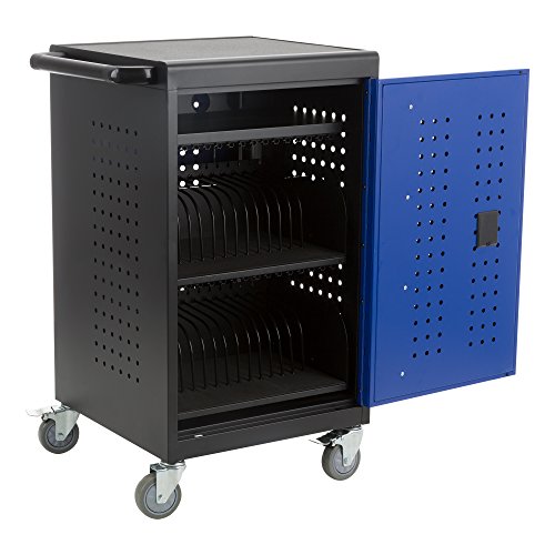 Learniture Shapes Series 30-Device Charging Cart w/Electronic Lock & Pull-Out Shelves LNT-NOR3001BKDG-SO – Assembled, Black/Grey - Thumbnail 2