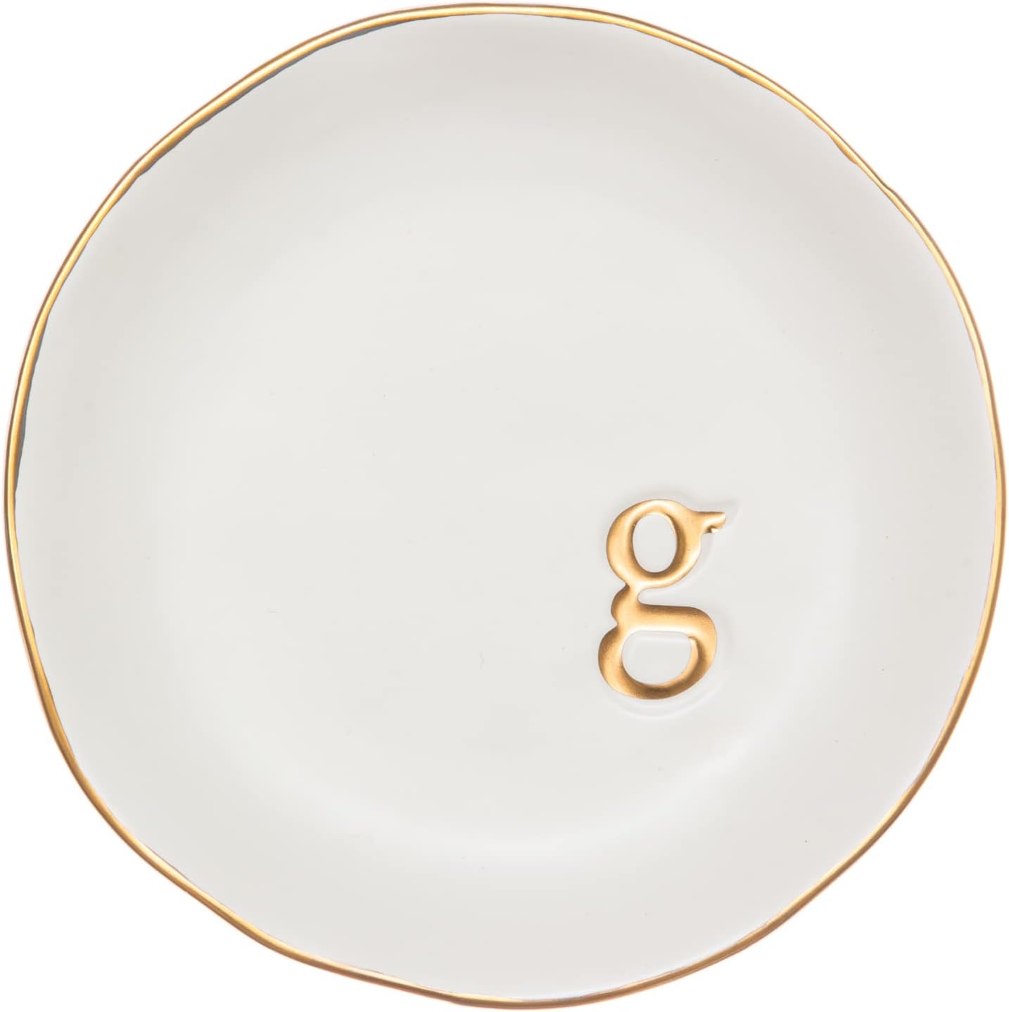 COLLECTIVE HOME - Ceramic Jewelry Tray, Decorative Trinket Dish for Rings Earrings Necklaces Bracelet Watch Keys, Birthday Mother's Day Christmas Gift for Women, 4.75", White Surface (G)