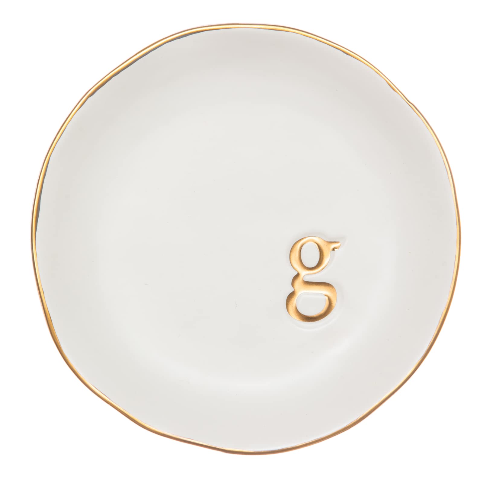 COLLECTIVE HOME - Ceramic Jewelry Tray, Decorative Trinket Dish for Rings Earrings Necklaces Bracelet Watch Keys, Birthday Mother's Day Christmas Gift for Women, 4.75", White Surface (G)