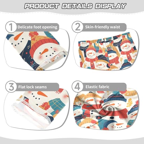 KLL Black White Christmas Snowman Girls Leggings Fashion Full Length Dance Pants Running3