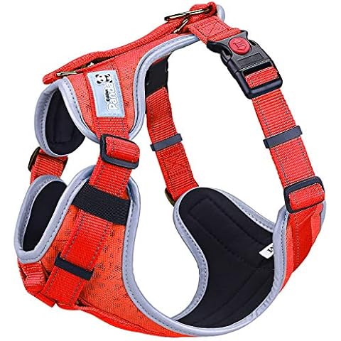 Hundegeschirr, Atmungsaktiv Welpengeschirr mit Gepolsterter Weste, Verstellbare Sicherheitsgeschirr Hund mit Reflektorstreifen, Nylon Brustgeschirr Cover