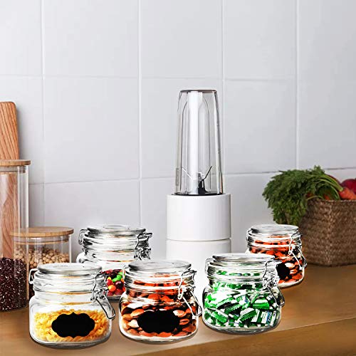 6 Pack Wide Mouth Mason Jars, Oamceg 17Oz Airtight Glass Preserving Jars With Leak Proof Rubber Gasket And Clip Top Lids, Perfect For Storing Coffee, Sugar, Flour Or Sweets - 8 Labels & 1 Chalk Marker #TOP6