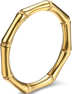 3mm Stainless Steel Classic Plain Bamboo Style Stackable Wedding Band Ring