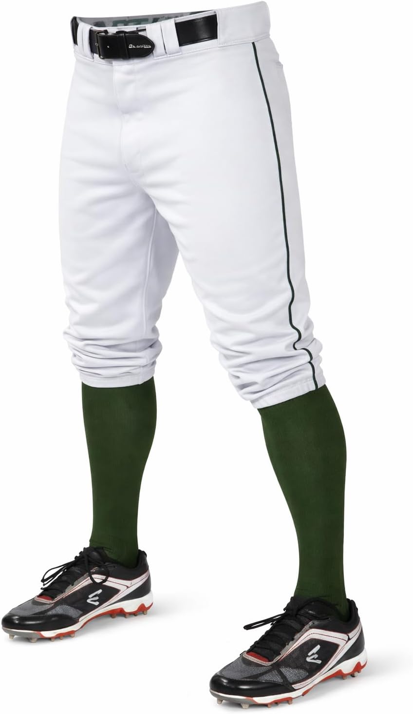 Easton MAKO2 Adult Baseball Knicker Pants – White & Piped – Pro Fit, Reinforced Knees, Moisture Wicking, Durable Game Pants