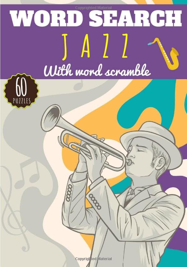 Jazz word search: Music word Search | Challenging Puzzle book For Adults, Kids, Seniors | Training brain with fun | 60 puzzles with word searches and ... vocabulary | Large Print Gift for Musician.