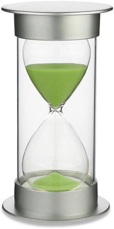 5 Minutes Sand Timer Plastic Hourglass as Visual Timing Tool Decoration Wedding Sand Ceremony Gift (Silver Lips and Green Sand)