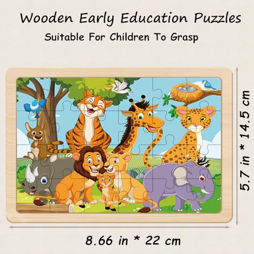Image of Puzzles for Children 4 to 6 Years, 4 Packs of 24 Wooden Puzzles for Toddlers from 5 to 8 Years, Preschool Puzzles, Gifts for Boys and Girls