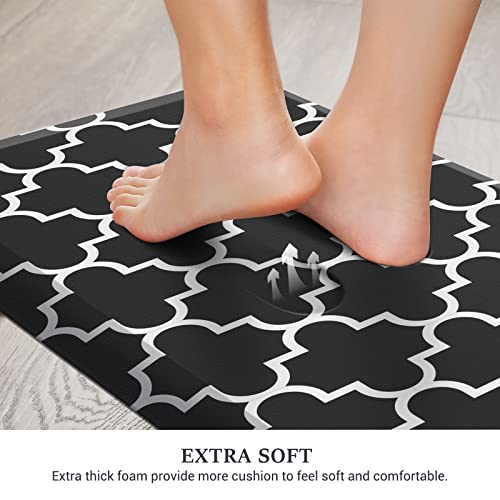 Wiselife Kitchen Mat Cushioned Kitchen Rug Runner Rugs - 3/4 Inch Thick Waterproof Non-Slip Kitchen Mats And Rugs Heavy Duty Pvc Ergonomic Comfort Mat For Kitchen (17.3"X 47",Black) #TOP2