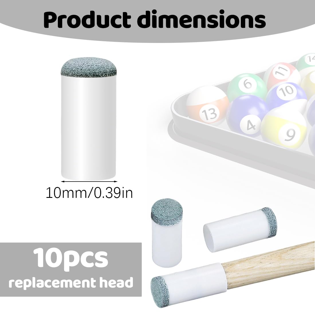 10 Piezas Accesorios De Billar Protector De Punta De Taco Punta De Taco De Billar De Plástico Para Tacos De Billar Y Snooker Blanco 10 Mm