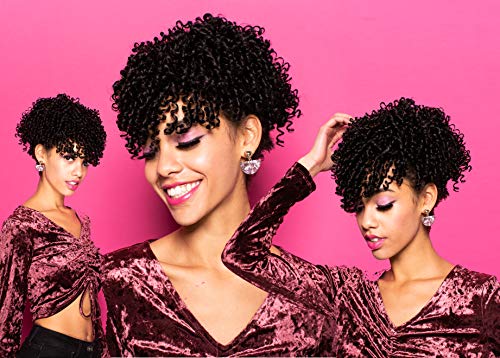 EVE HAIR Casablanca - 100% Heat Retardant Fiber 2 in 1 Bang & Ponytail - Bang Hair Extension with 9" Pineapple Style Drawstring Ponytail - F1B/BUG