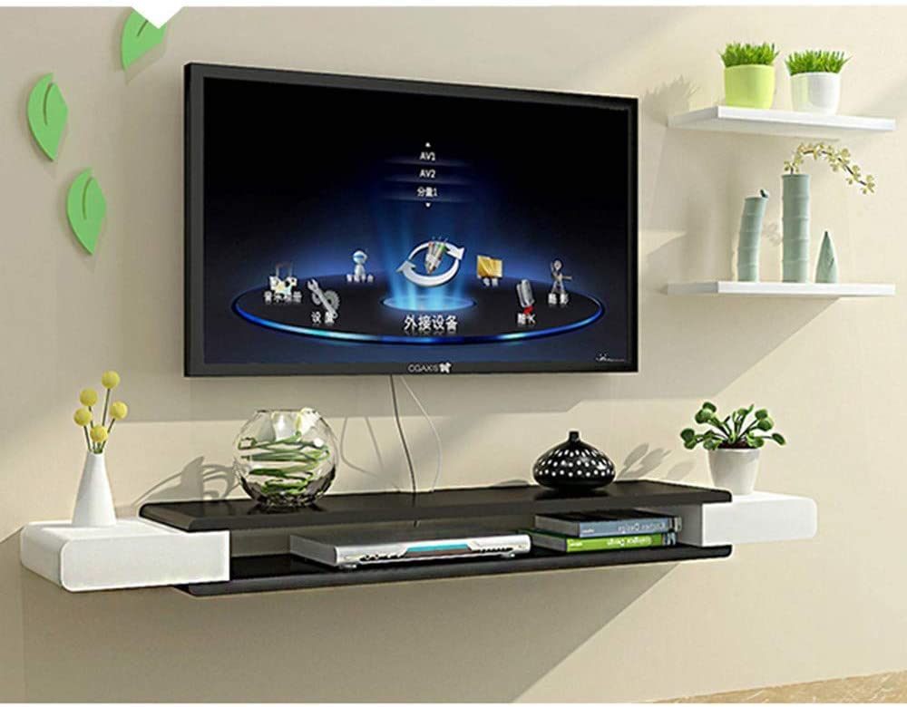 Mensola sospesa da parete per TV, mobile per soggiorno, con lettore DVD/Blu Ray, supporto da parete per TV, 130 cm