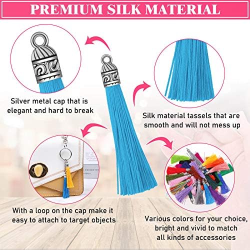 Tassels for Jewelry Making, Caffox 120PCS Keychain Tassel Charms Bulk, Silky Handmade Tassels for Earrings Bracelets Necklaces and DIY Craft